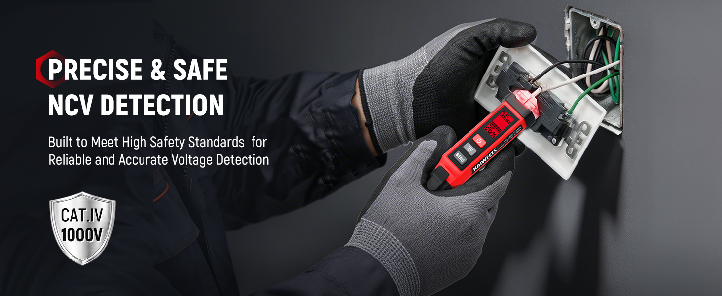 CAT IV 1000V Safety Rating Electric Tester Pen with Buzzer and LED