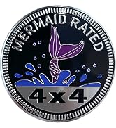 Mermaid Badge Rated Cars Emblem, 4 x 4 Metal Automotive Badge 3D Metal Car Badges Emblems Round E...