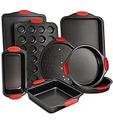 Baking Pan 8 Piece Set Nonstick Carbon Steel Oven Bakeware Kitchen Set with Silicone Handles, Coo...