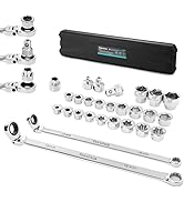 DURATECH 27PCS Extra Long Flex Head Ratcheting Wrench Set, 8-22mm | Double Box End Ratchet Wrench...
