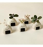 MOUGIGI 5 PCS Mini Flower Vase, Handmade Ceramic Rice Ball (Japanese Onigiri) Miniature Vases, Ch...