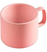 VOBAGA Coffee Mug 11 oz Tea Cup with Flat-Bottom Warming Coffee Milk for Office and Home(Pink1)