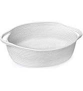 MEGASKET White Small Woven Basket, 13” x 9” x 5” Baskets for Gifts Empty Cotton Rope, Cute Nurser...