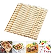 Fu Store Bamboo Skewers, 8 Inch Bamboo Sticks 100pcs BBQ Kabob Skewers, Grill, Appetizer, Fruit, ...