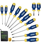 SUNHZMCKP 13 Piece Magnetic Screwdriver Set, 5 Phillips & 5 Slotted & and 2 Torx Tips, Include Sc...