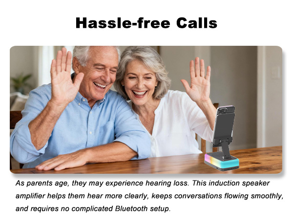Induction speaker for elderly, easy to use phone amplifier for facetime, unique gifts for parents.