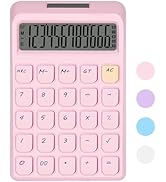HUTUDD Cute Calculator, Calculators Desktop, Pink Calculator Big Buttons, Solar and Battery Dual ...