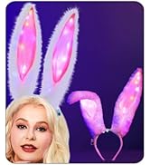 Uranian Light Up Bunny Ears Headband Rabbit Ears Hair Bands Led Bunny Headbands Cosplay Costume H...