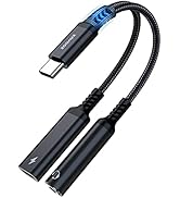 ZOOAUX USB C to 3.5mm Headphone and Charger Adapter,2 in 1 USB C to Aux Audio Jack with PD 60W Fa...
