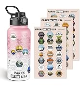 National Parks Water Bottle with Stickers and Straw,32oz Double Wall Vacuum Wide Mouth Insulated ...