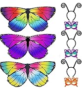 9 Pcs Kids Fairy Butterfly-Wings Costume for Toddler Girls-Child Butterfly Antenna Headband Mask ...