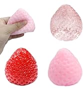 Luckana 3 Pack Handmade Strawberry Tabas Squeeze Toys, Sticky Stress Relief Fruit Toy for Kids &amp; ...