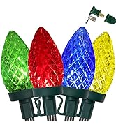 C9 Christmas Lights, 50 LEDs 24.5 FT Faceted String Lights Connectable Commercial Grade Indoor Ou...