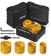 Becowin Bi-Metal Hole Saw Kit: 7 Pcs High Speed Steel 1-1/4" to 2-1/8" Hole Saw Set in Case with ...