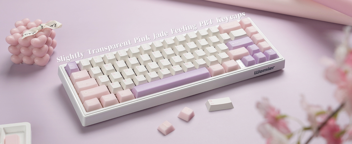 Mechanica Keyboard Keycaps Pink, Jelly PBT Keycaps, Translucent Jade Keyboard Key caps