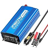 Kinverch 750W Continuous/1500W Peak Power Inverter DC 12V to 110V Car Converter AC with 2 AC Outl...