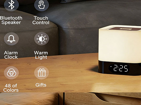 bluetooth speaker/touch control night light/alarm clock more in 1