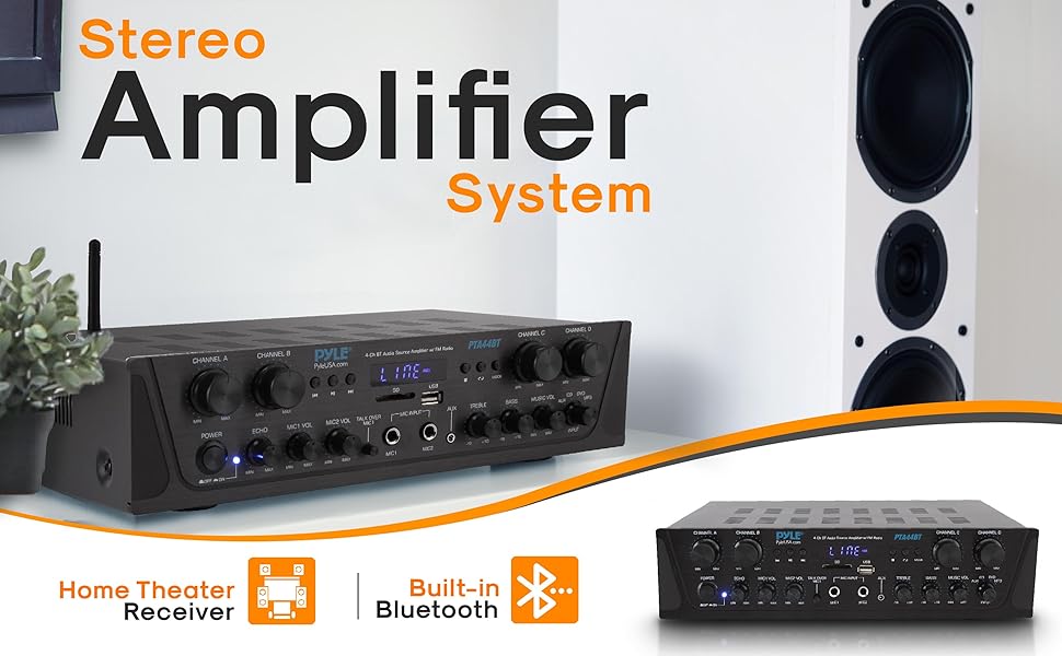 pyle amplifier:bluetooth amplifier;rack mount;home stereo;reciever;stero reciever;theater;speaker
