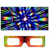 Paper Cardboard Diffraction Glasses - Geometric Rainbow - 100 Pack Firework Party Glasses Bulk Ra...