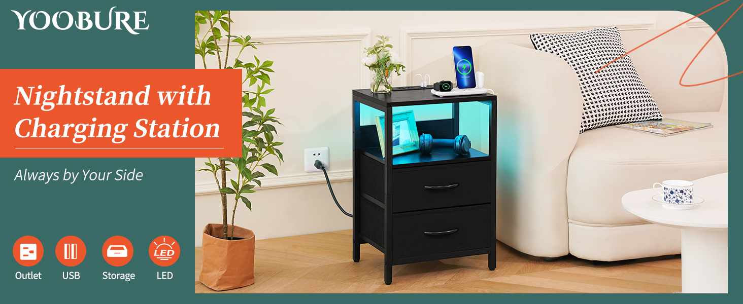 nightstand with charging station