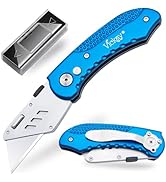 Vickay Folding Utility Knife Heavy Duty Box Cutter with 5 SK5 Quick Change Blades, Safety Axis Lo...