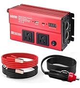 HITRENDS 600W Inverter for Car Power Inverters, 12V DC to 110V AC Converter with 3.0 A USB &amp; PD 3...