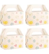 10 PCS White Gable Favor Treat Boxes, 6.5 x 4 x 4 Inches Gift Box with Handle, Cute Goodie Boxes ...