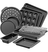 HONGBAKE Bakeware Sets, Baking Pans Set, Nonstick Oven Pan for Kitchen with Wider Grips, 10 Piece...
