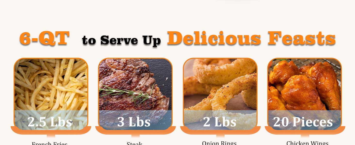 Cook for the whole family with a spacious 6QT capacity! Ideal for gatherings.