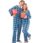 PJGGZ Onesie Couples Matching Pajamas - Funny Plaid Zipper Hooded Pjs Sets for Women &amp; Men Soft W...