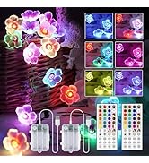 2 Pack Battery Operated String Lights Indoor, 13ft Cherry Blossom Bedroom Lights, Color Changing ...