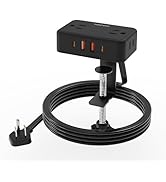 HOPOW Desk Clamp Power Strip, Desktop Mount Charging Station with 4 Outlets 4 USB Ports (2 USB C)...