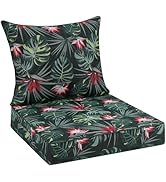 Favoyard Outdoor Seat Cushion 24 x 24 x 4 in Waterproof Pattern Fade Resistant Cover Removable Pa...