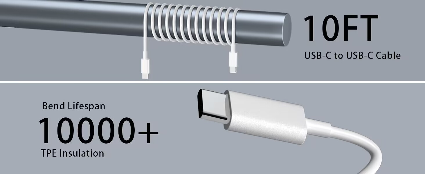 20W iPhone 15 Pro Max Charger Fast Charging,10FT Long Type USB C Cable Cord