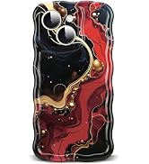 ETPESOK Compatible with iPhone 14 Case Marble Glossy Pattern Design Cute Curly Wave Border Stylis...