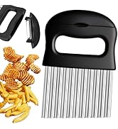Hendiy Crinkle Cutter, Waffle Fry Cutter Stainless Steel French Fry Slicer Potato Cutting for Fries