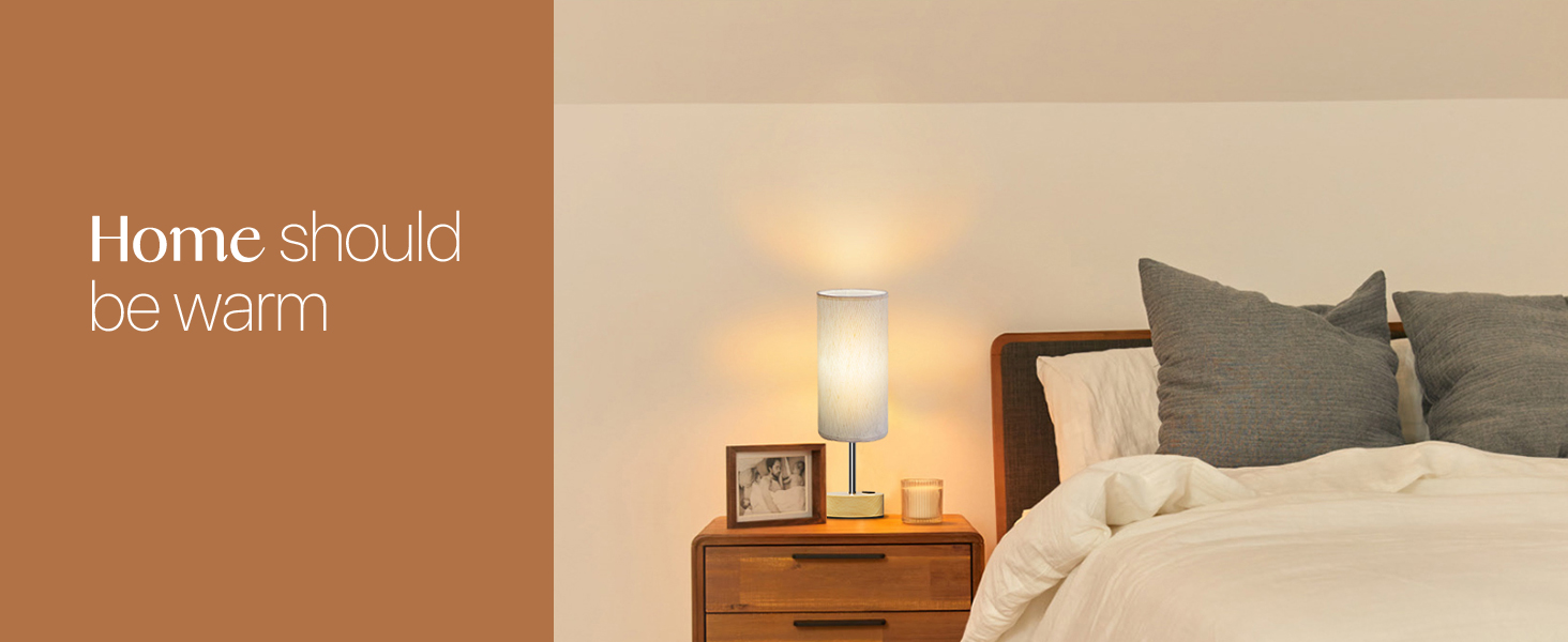 Bedside Lamp Touch Control Table Lamp with USB A+C Charging Ports 3-Way Dimmable Nightstand Lamp