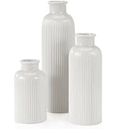 White Ceramic Vase Set of 3, Boho Modern White Flower Vase Room Decor, Farmhouse Decor, Vases for...