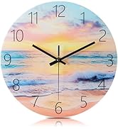 Henescribe 10in Glass Wall Clocks for Living Room Decor, Decorative Wall Clocks Battery Operated,...