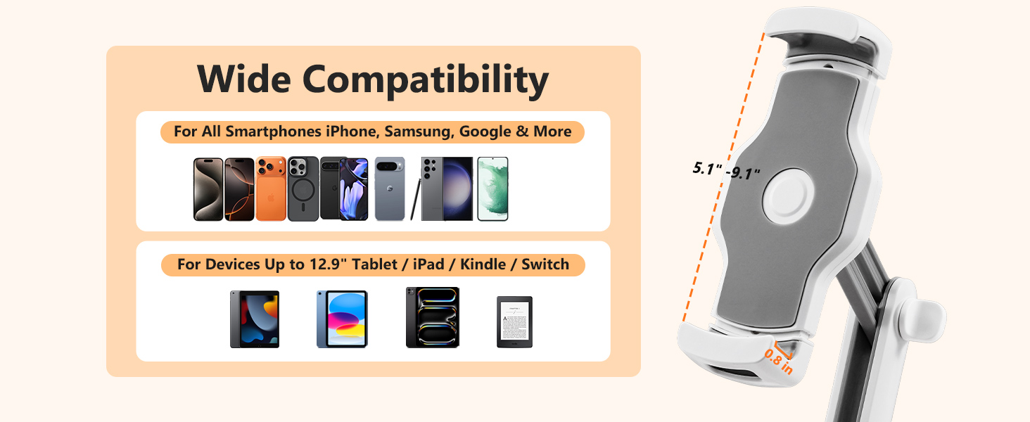 Tablet Pillow Stand for Bed, Compatible with 4.7&amp;#34;-13&amp;#34; Tablet/Kindle