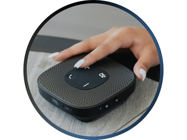 Bluetooth speakerphone, portable speakerphone, conference, 12-hour talk time, rechargable battery