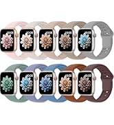 10 Pack Sport Bands Compatible with Apple Watch 38mm 40mm 41mm 42mm 44mm 45mm 46mm 49mm Women Men...