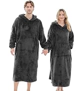 PJGGZ Wearable Blanket Hoodie for Women Men, Fleece Warm Comfy Hooded Sweatshirt with Pockets &amp; S...