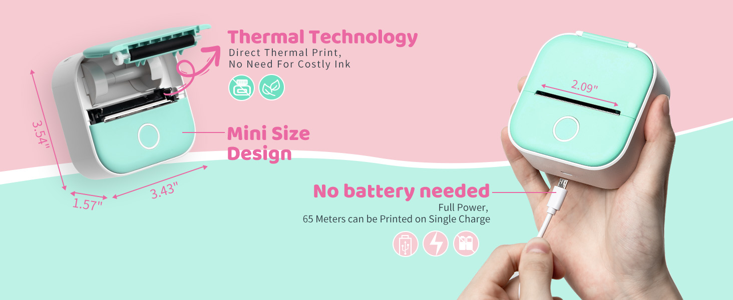 mini printerT02 Mini Sticker Printer - Wireless Sticker Maker Machine