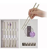 BALWOO Korean Flat Chopsticks [5 Sets][Made in Korea] 304 Premium Stainless Steel Chopsticks, Kor...
