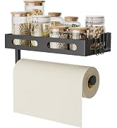 Paper Towel Holder Wall Mount for Kitchen, One-Handed Tear, Bathroom Paper Towel Holder with Shel...