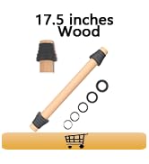 Adjustable 17.5 Inches Wood Rolling Pin with Thickness Rings for Baking -Non Stick Wooden Dough R...
