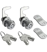2 Pack Toolbox Lock 5/8" Tubular Cam Replacement Lock Hook Cam Keyed Alike with 4 Keys