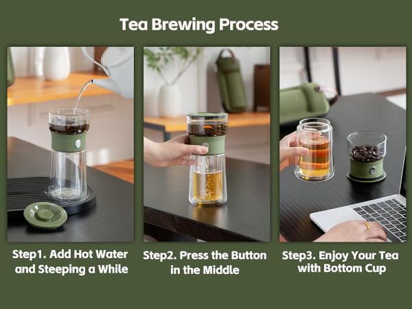 ZENS Modern 3-in-1 Smart Small Glass Tea Infuser Teapot
