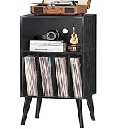 Lerliuo Record Player Stand, Black Turntable Stand Holds up to 160 Albums, Mid-Century Vinyl Stor...